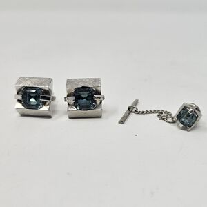 Elegant Silver and Blue Cuff Links